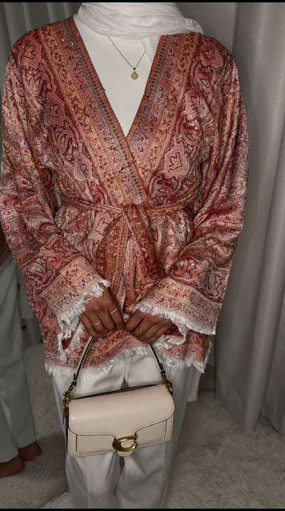 Pashmina Kimono-04 Red/Orange Jacket