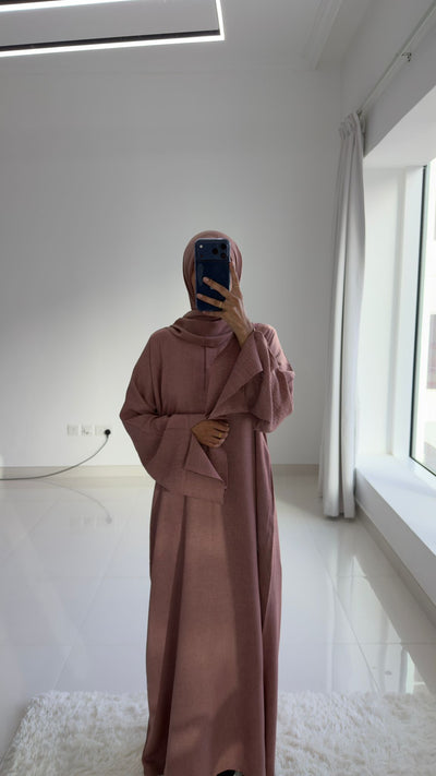 Linen Abaya 404 | Dusty Rose